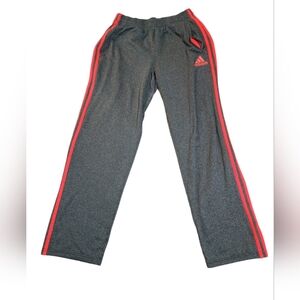 adidas Mens Dark Gray Sweatpants with Red Side Stripes